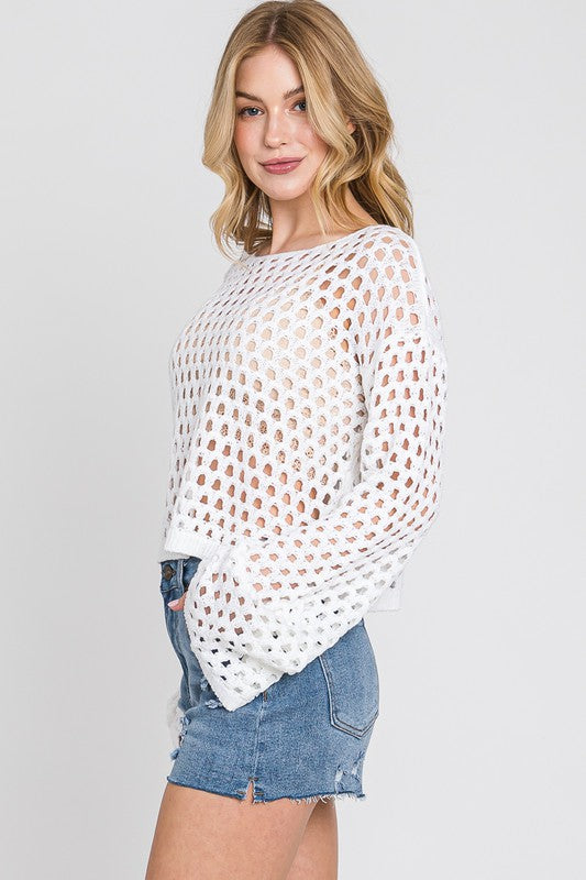 Crochet Long Sleeve Crop Top