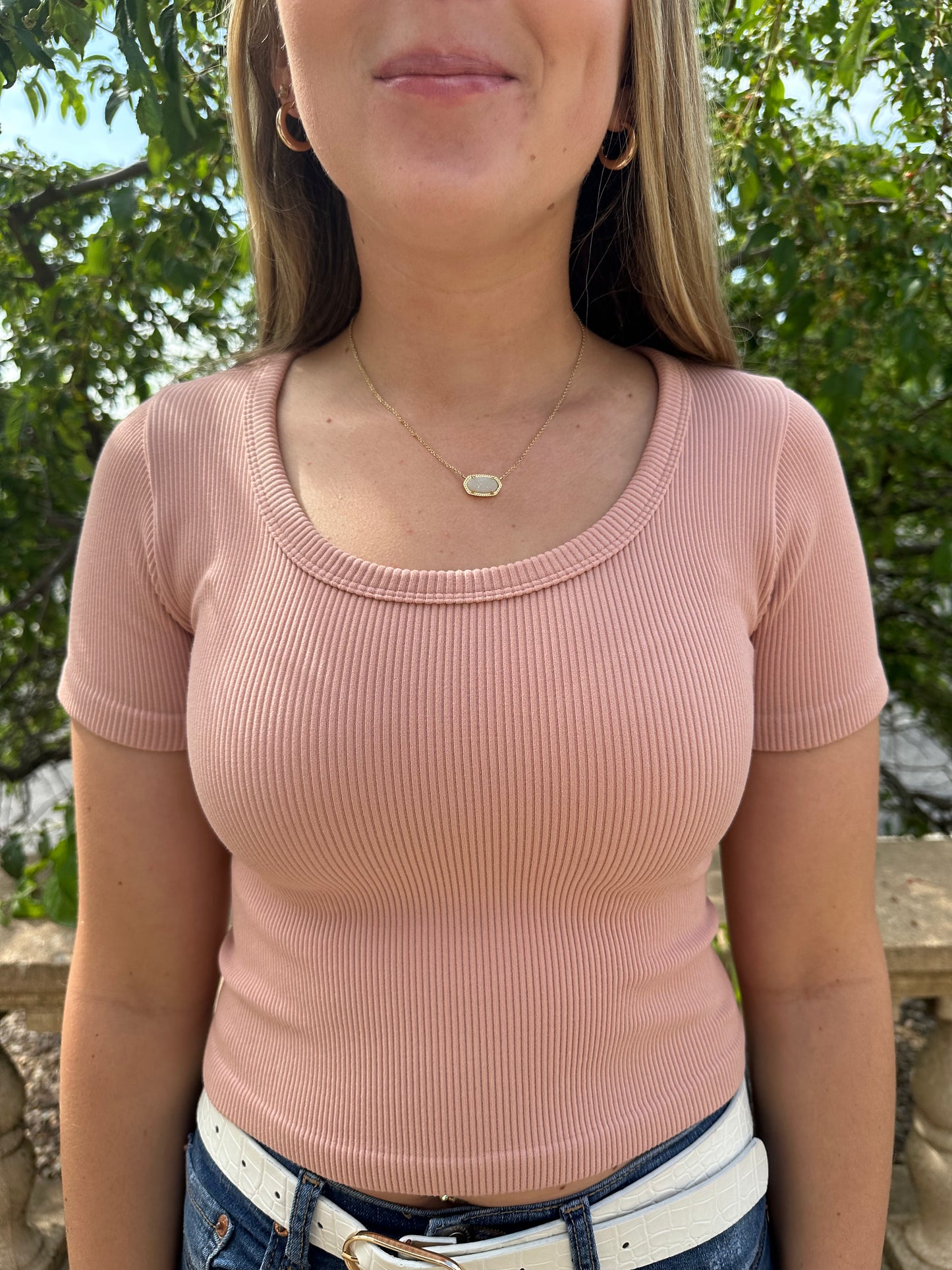 Classic Cropped Tee- Blush Pink