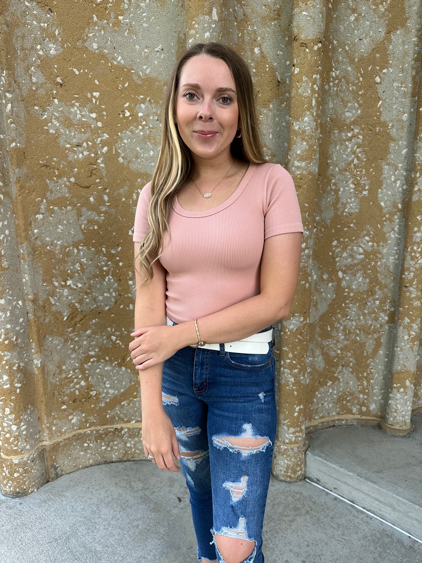 Classic Cropped Tee- Blush Pink