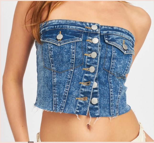 Washed Denim Tube Top