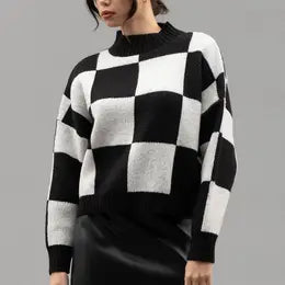 Checkered Knit Sweater